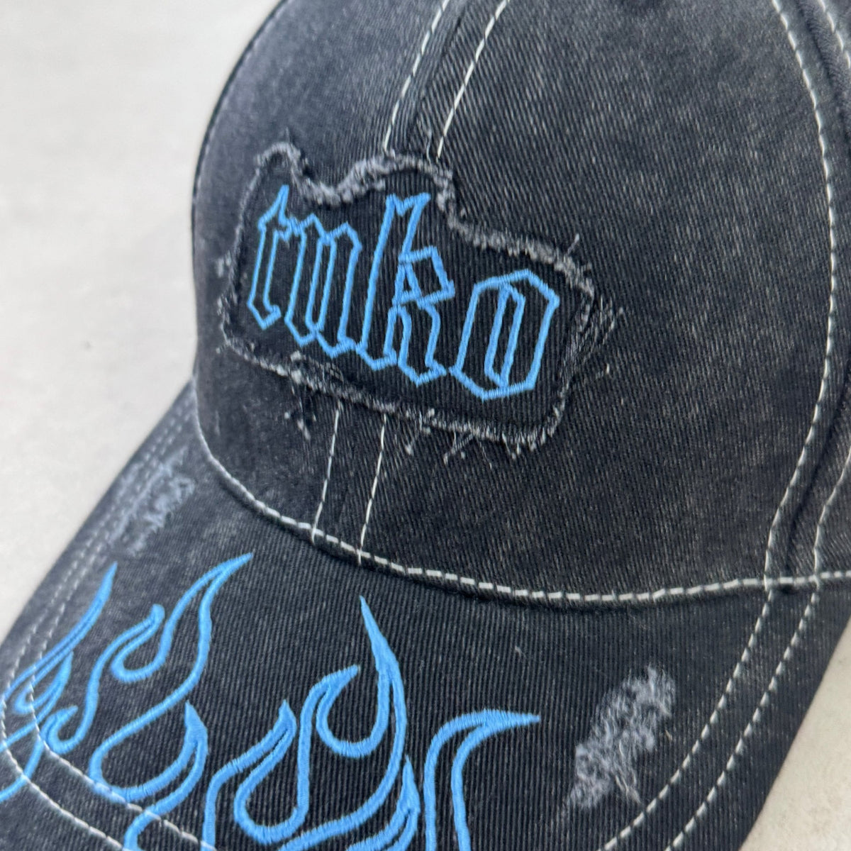 'BLUE FLAME' Baseball Cap - front detail