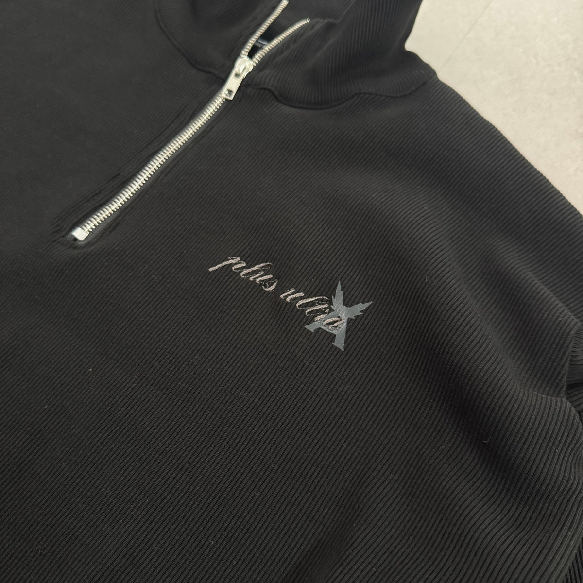 'PLUS ULTRA' Quarter Zip Knit - zip collar and embroidered chest logo