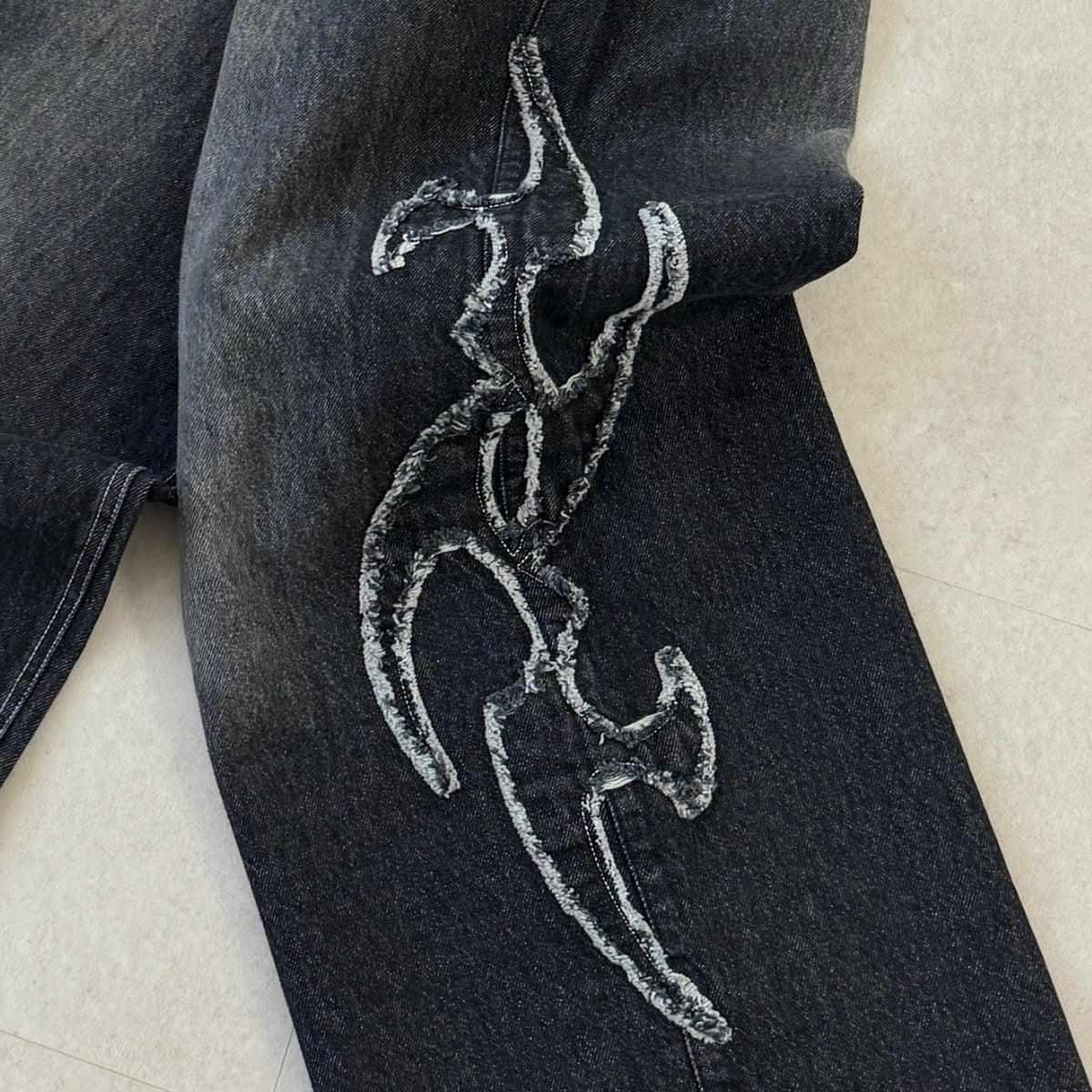 'BLUE FLAME' Denim Jeans - embroidered leg detail