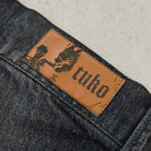 'BLUE FLAME' Denim Jeans - leather TUKO patch detail