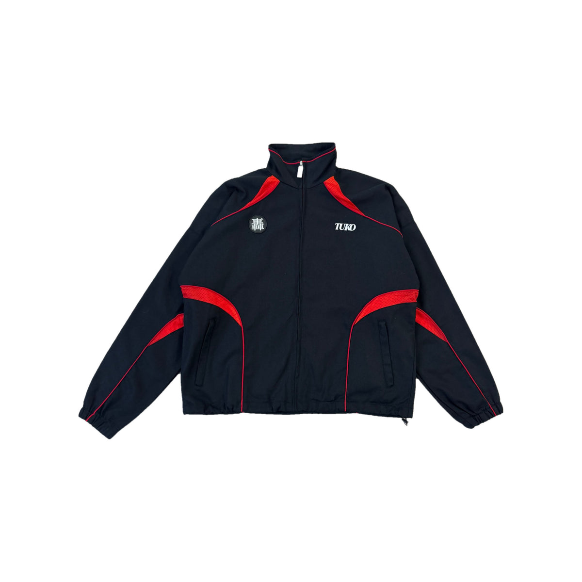 BLACK RED TRACK Jacket front