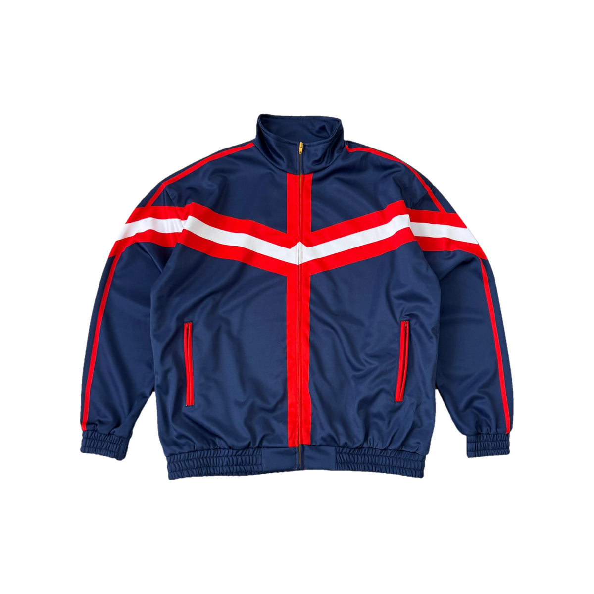 NAVY WHITE TRACK Jacket front
