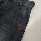 'DYNAMIGHT' Baggy Jeans - red embroidered sparkle detail on front pocket