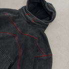 'DYNAMIGHT' High-Neck Hoodie - high neck with red eyelets and contrast stitching